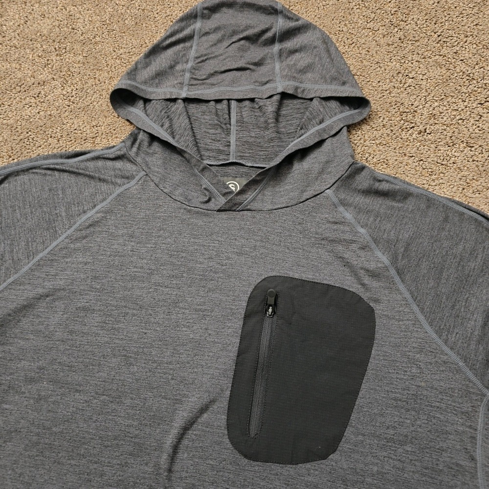 Backcountry Mens Extra Large Gray Long‎ Sleeve Hooded Pocket T Shirt Top - Picture 3 of 8